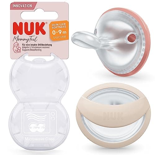 NUK Ciuccio MommyFeel | per una relazione intatta di allattamento | silicone senza BPA | 0-9 mesi | 2 pezzi | rosso e beige