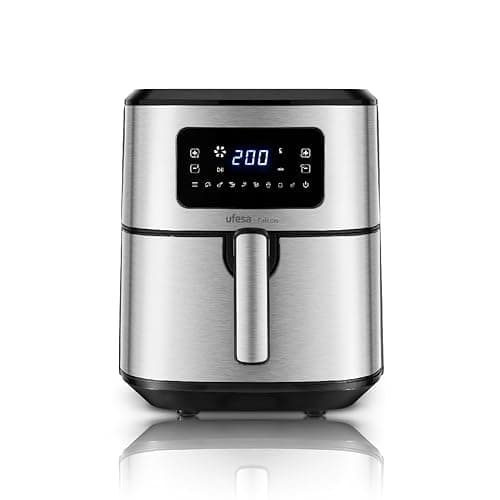 Ufesa Falcon Friggitrice Aria, Air Fryer da 6,5 L, Inox, Tecnologia Air Pulse, 8 Programmi, 1700 W, Digitale, Timer, Temperatura 80ºC - 200ºC, Senza BPA ne PFOA, Cestello e vassoio Antiaderenti