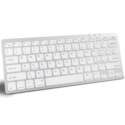 GAOJIE Tastiera Bluetooth Wireless Compatibile con iOS/Android/Windows/iPad 10th9th/8th/6th/iPad Pro/iPad Air/iPad Mini, iPhone e Altri Dispositivi, Layout Italiano QWERTY Tastiera(Bianco Argento)
