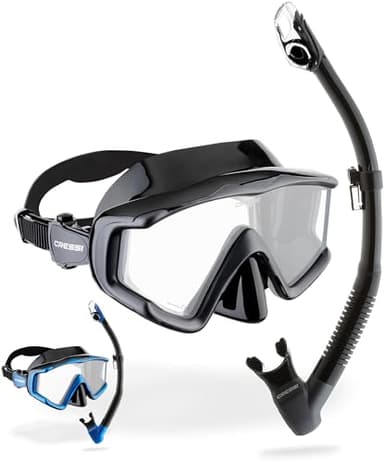 CRESSI Liberty Triside & Epsilon Dry Black/Graphite - Combo Set Maschera Liberty Triside e Snorkel Epsilon Dry per Snorkeling e Immersioni, Nero/Grafite, Taglia Unica, Unisex