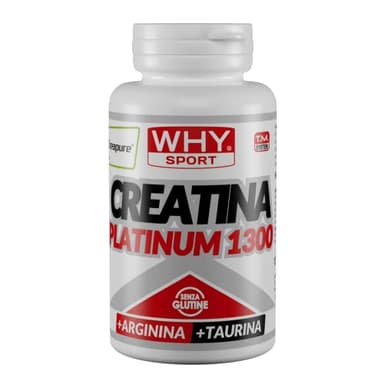 WHY SPORT CREATINA PLATINUM 1300 - Creatina - Pre Workout - Integratore Alimentare a Base di Creatina Monoidrato, Taurina e Arginina – 120 Compresse
