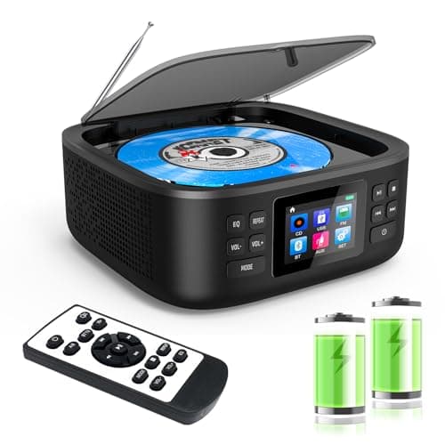 Lettore CD Portatile, Lettore CD Boombox con Bluetooth, Telecomando, Radio FM, Schermo Led, Doppio Altoparlante Stereo Integrato, Supporto Porta Cuffie USB/AUX per La Casa