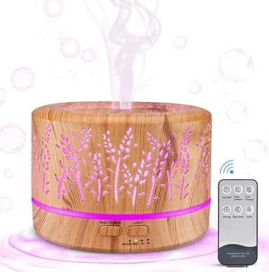 Diffusore di aromi 500ml, umidificatore a ultrasuoni, diffusore per aromaterapia, senza BPA, diffusore di oli essenziali con timer, 7 tipi di luce LED per camera da letto, ufficio, spa, yoga