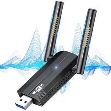 KiWiBiRD Chiavetta USB 3.0 WiFi per PC fisso, antenna WiFi chiavetta internet, pennetta ricevitore adattatore WiFi 1300Mbps 5G 2.4G Hz compatibile con PC portatile gaming Windows 11/10/8.1/7/Vista/XP