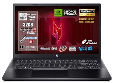 Acer Nitro V 15 Pc Gaming, Notebook Gaming i9-13900H, 32GB RAM DDR5, SSD 1TB, Disolay 15,6" FULL HD IPS 165 Hz, NVIDIA GeForce RTX 4060 (8 GB GDDR6), Tastiera RGB, Pc Portatile, Laptop Gaming Wi-Fi 6