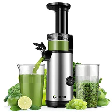 GDOR Estrattore di succo Juicer Macchina potente Juicer Facile da pulire Estrattore di succo compatto ad alto rendimento in succo, bicchiere per succo da 600 ml, pennello incluso, senza BPA, argento