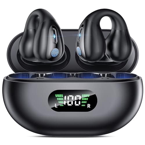 Cuffie Bluetooth Open Ear,Auricolari Bluetooth 5.3 Impermeabili con 4 Mic, 36 Ore Auricolare Bluetooth a Clip LED Display USB-C,Cuffie Wireless per Sport IP6