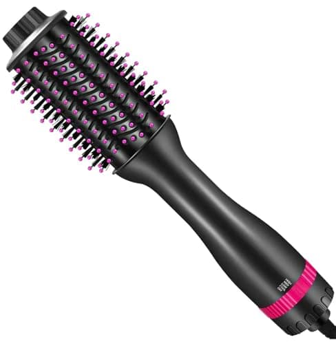 081 Store - Asciugacapelli e Volumizzante in Uno, 1200W Spazzola phon Asciugacapelli e Styler, con Ioni Negativi Anti-Crespo, Spazzola Raddrizzante, Per capelli lunghi