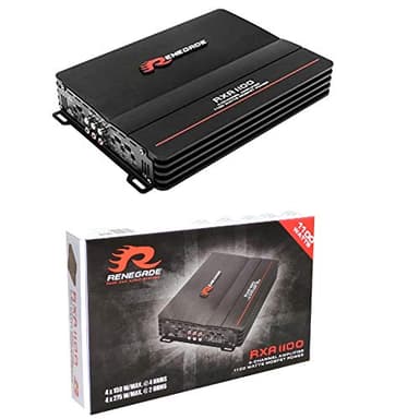 1 amplificatore RENEGADE RXA1100 RXA 1100 4 canali classe a/b 4 x 135 watt rms 4 x 275 watt max bass boost spl auto nero, 1 pezzo