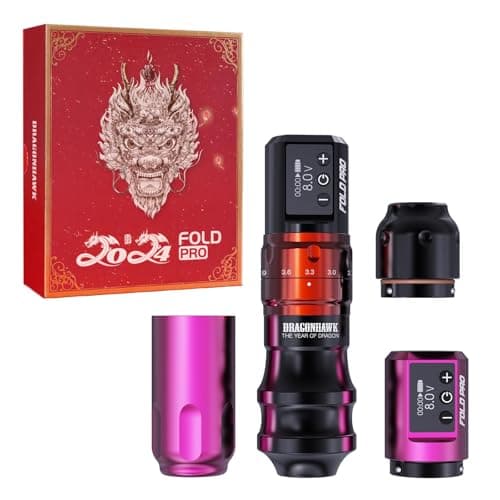 Dragonhawk Fold Pro - Macchina per tatuaggi senza fili, con batteria, lunghezza da 2,4 a 4,2 mm, anno di Dragon Edition (RED)