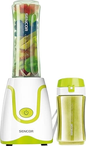 Sencor Frullatore Smoothie Ultra-Potente 500W, 2 Bottiglie Tritan 0,6L & 0,3L senza BPA, Lame Titanio Lunga Durata Anti-Ossidazione, Il Mini Frullatore Più Potente, per Smoothie, Zuppe e Altro -Verde