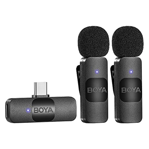 BOYA BY-V20 Microfono Lavalier Wireless, Microfono Wireless USB-C per iPhone 15/Smartphone Android/Tipo-C Mini Microfono Vlog per Podcast Facebook Youtube Vlogging Registrazione Video