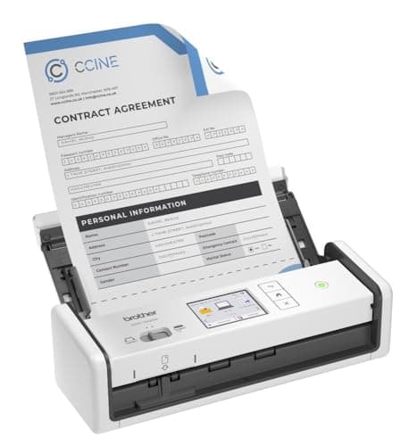 Brother ADS-1800W Scanner per documenti compatto, portatile e wireless, Scansione fino a 30 ppm, touchscreen da 7,1 cm, ADF da 20 fogli e alimentazione da PC tramite USB tipo – C