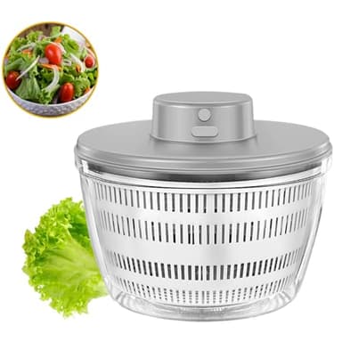 Ulable Centrifuga Automatica per Insalata, USB, Senza Fili, 4000 ml, per Frutta, Verdura, insalatiera, per servire, drenaggio rapido, Aiuto da Cucina in Colori alla Moda, Lunga disponibilità, Argento
