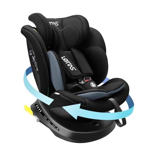 LETTAS i-Size Seggiolino Auto Isofix Girevole a 360°Gruppo 0+1/2/3, dalla nascita ai 12 anni(0-36 kg), 40-150 cm ECE R129