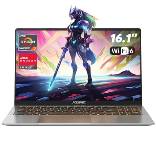 ACEMAGIC Notebook Gaming,AMD Ryzen 7 5700U,Fino a 4,3 GHz,Tastiera Retroilluminata,16,1" Full HD Laptop,RAM 16GB NVME SSD 512GB,Radeon RX Vega 8 Graphics,WiFi 6,HDMI,Grigio,Batteria da 53 Wh