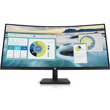 HP P34hc G4 Monitor, Schermo Curvo da 34" WQHD IPS, Risoluzione 3440 x 1440, Tempo Risposta 5 ms, Regolazione Inclinazione e Altezza, Antiriflesso, DisplayPort, HDMI, USB-A, USB-C, Nero