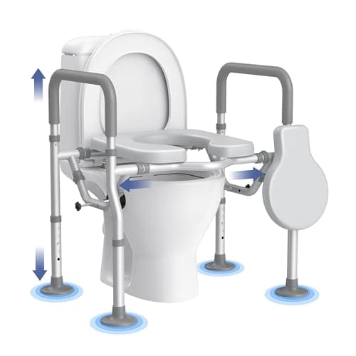 T1 WC Alzawater per Anziani, Disabili, Comoda Telaio Di Supporto con Ventose, Sedia WC per Dimensioni Altezza E Larghezza Regolabili con un Cuscino di Seduta con Morbida e Confortevole