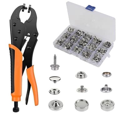 Luabue 60 Set Bottoni Automatici a Pressione con Pinza Include di Bottoni a Pressione Metallo da 15 mm Pinze per Riparazione di Coperture di Barche Tela Cucito Teloni Fai da Te Abiti Borse