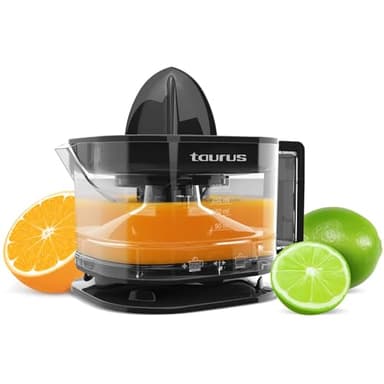 Taurus TC-350, spremiagrumi elettrico, 350 ml di succo, caraffa trasparente graduata, doppio senso di rotazione, design compatto, adatto per lavastoviglie. Colore nero