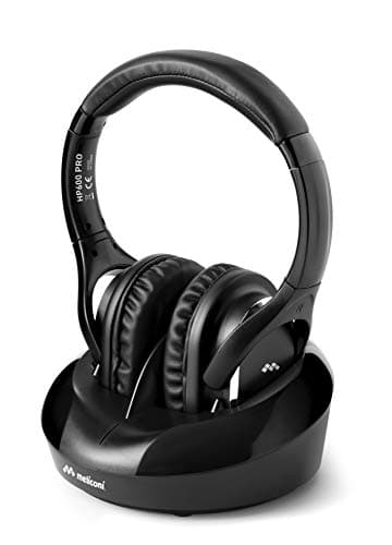 Meliconi Cuffie 600 Pro Cuffia TV Wireless Universale, base ricarica, Nero, 18.3 x 28.5 x 24.5 cm