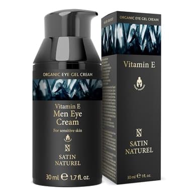 Gel Contorno Occhi Uomo 30 ml - Crema Viso Antirughe – Vitamina E + Acido Ialuronico - per Occhiaie - Satin Naturel