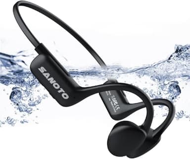 SANOTO Cuffie Subacquee Per Piscina, MP3 Subacqueo Per Nuoto 16GB, Cuffie Conduzione Ossea Bluetooth 5.3, Riproduzione Casuale/Sequenza, Salvataggio Automatico, Per il Nuoto, La Corsa e il Ciclismo