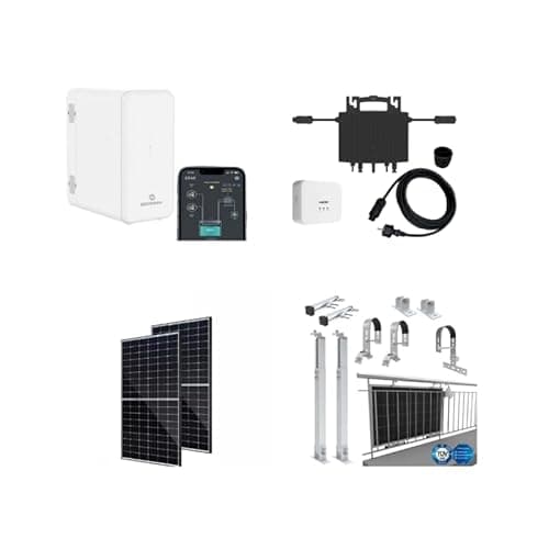 MAPLES KIT PANNELLO SOLARE DA BALCONE FOTOVOLTAICO CON ACCUMULO plug&play 800w IMPIANTO COMPLETO INVERTER E 2 PANNELLI - DCU HERF INCLUSA - 880W POTENZA PANNELLI BLACK - BATTERIA 2240W