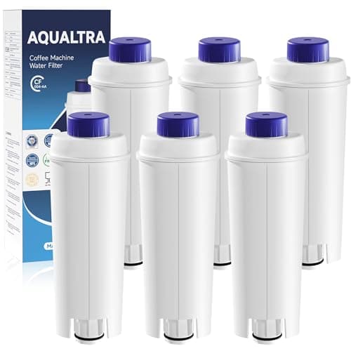 AQUALTRA Filtro Acqua per Macchina da Caffè di Ricambio per DLSC002, SER3017 & 5513292811, Compatibile con De'Longhi ECAM, ESAM, ETAM, BCO, EC Serie (6 Pezzi)