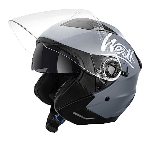 Westt casco moto casco jet doppia visiera omologato ECE 22.06 casco scooter caschi scooter per donna e uomo nero grigio bianco