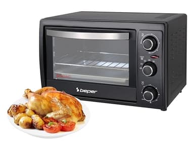 Beper 90.884 Forno Elettrico, Ventilato, 1300 W, 30 Litri, Nero, 46 x 37.5 x 27.5 cm