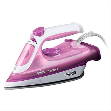 Braun FreeStyle3 FI3124PU Ferro da Stiro con 5 Anni di Assistenza, MODALITA' ECOMODE Risparmio Energetico, Tecnologia FreeGlide 3D, vapore 170g/min, AutoSpegnimento, Serbatoio acqua 270ml, 2700W,Viola