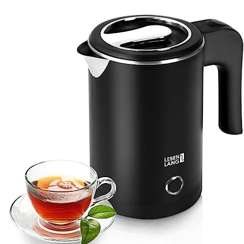 LEBENLANG Bollitore Elettrico in Acciaio Inossidabile - Risparmio Energetico 600W & Portatile 0,5L I Bollitore Acqua Teiera da Viaggio Electric Kettle