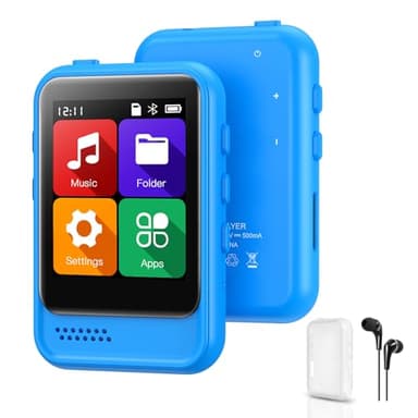 QNGEE Lettore MP3 da 16 GB con Bluetooth, lettore audio portatile per sport con altoparlante integrato, radio FM, registrazione vocale, sveglia, cronometro, lettore musicale digitale con USB-C e