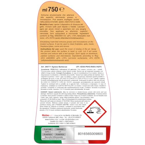 Sgrass Barbecue, Sgrassatore in Schiuma, Pulizia di Griglie, Spiedi, Barbecue, 750ml
