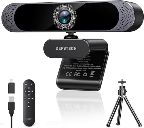DEPSTECH DW49 PRO, 4K Webcam PC con Microfono, Web Camera e Zoom Ottico 3X, Autofocus, Correzione Automatica Luminosità, Microfono Riduzione Rumore Compatibile con WhatsApp, Facebook, Twitter, PC, Mac