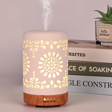 Vankarr Diffusore di Oli Essenziali 100ml Ultrasuoni Diffusore di Aroma, Aromaterapia diffusore per Ambienti Vaporizzatore Oli Essenziali (Bianco 100ml)