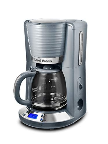 Russell Hobbs Macchina Caffè Americano Grigio Lucido - Timer Digitale, Con Filtro per Estrazione e Aroma Ottimali - Max 10 tazze; Caraffa in Vetro 1.25 L; Piastra riscaldante; 1100 W, Inspire 24393-56