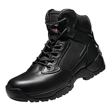 NORTIV 8 Stivali da Lavoro Tattici Militari da Uomo Stivali da Combattimento da Moto in Pelle,Size 43,Nero,Alloy