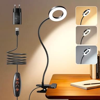 Luce Per Lettura Libri a Letto, 48LED Lampada da Scrivania,30Modalità Lampada Scrivania,Lampade da Tavolo Con Pinza 360°Flessibile,Luce da Lettura Per Libro Lampada da Lettura Protezione degli Occhi