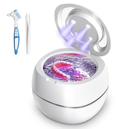 SEANCHEER Pulitore Ultrasuoni 48000Hz Pulitore Gioielli Ultrasuoni | 24W | 180ML | Lampada UV Lavatrice Ultrasuoni per | Apparecchio Denti | Protesi Dentali | Retainer | Anelli | Collane | (Bianco)