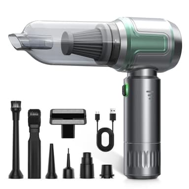 Tidy Cats Aspirabriciole Senza Fili, 16000Pa Aspirapolvere Auto con Potente Aspirazione, 3 Velocità Mini Aspirapolvere Portatile Senza Fili per Auto, Casa, Ufficio, Aspira Peli Cane, Verde