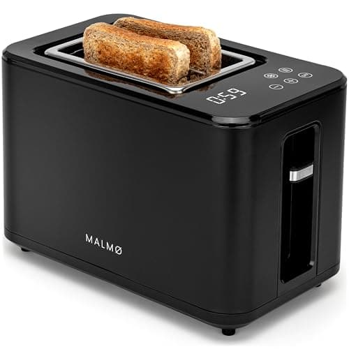 MALMØ Tostapane – 900 Watt con timer digitale – tostapane 2 fette – con inserto per panino – nero opaco