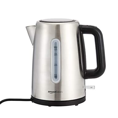 Amazon Basics Bollitore elettrico portatile, in acciaio inox, 1.7 litri, argento