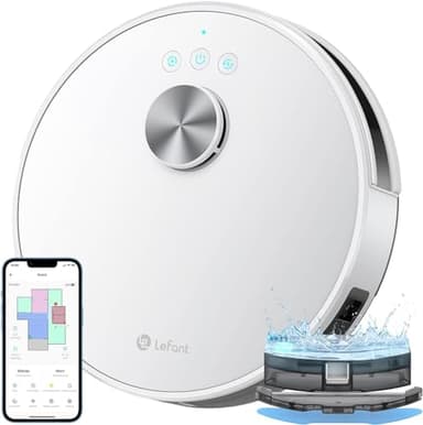 LEFANT Robot aspirapolvere M1 con funzione di pulizia, LiDAR Navigation, 4000Pa aspirapolvere robot 200Mins Max, autoscaricante, Wi-Fi, 8 con zone No-Go, ideale per peli di animali, tappeto, pavimento