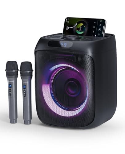 400W Karaoke Con Microfono Professionale, Cassa Karaoke Portatile Con 2 Microfoni Wireless, Sistema PA Con Luci LED, Supporta Bluetooth/TF/USB/AUX/FM/TWS Per Feste e Adulti