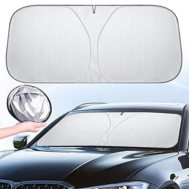Parasole per Auto 142×80cm Parabrezza Interno, Ripiegabile, Tendine Portabile, SUV Camion, Isolamento Termico e Protezione UV (L)