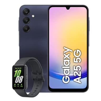 Samsung Galaxy A25 5G, Display Super AMOLED 6.5" FHD+, 8GB RAM, 256GB, Batteria 5.000 mAh, Blue Black + Galaxy Fit3 Gray, fitness band batteria a lunga durata, barometro, IP68, monitoraggio sonno