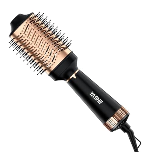 YASHE Spazzola per Capelli, Spazzola Asciugacapelli 4 in 1, Spazzola Lisciante per Capelli da 1200 W per asciugatura, lisciatura, arricciatura e volume, nero