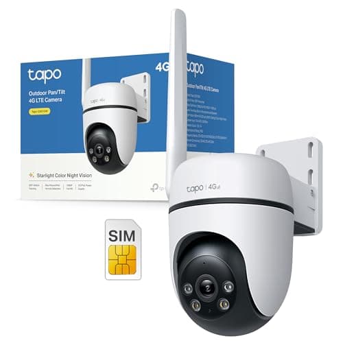 Tapo C501GW 3G/4G LTE Telecamera Wi-Fi Esterno con SIM Slot, FHD 360° PTZ, Visione Notturna a Colori Starlight, IP66, Rilevamenti Smart AI, Allarme Sonoro e Luminoso, Alimentato da DC o PoE